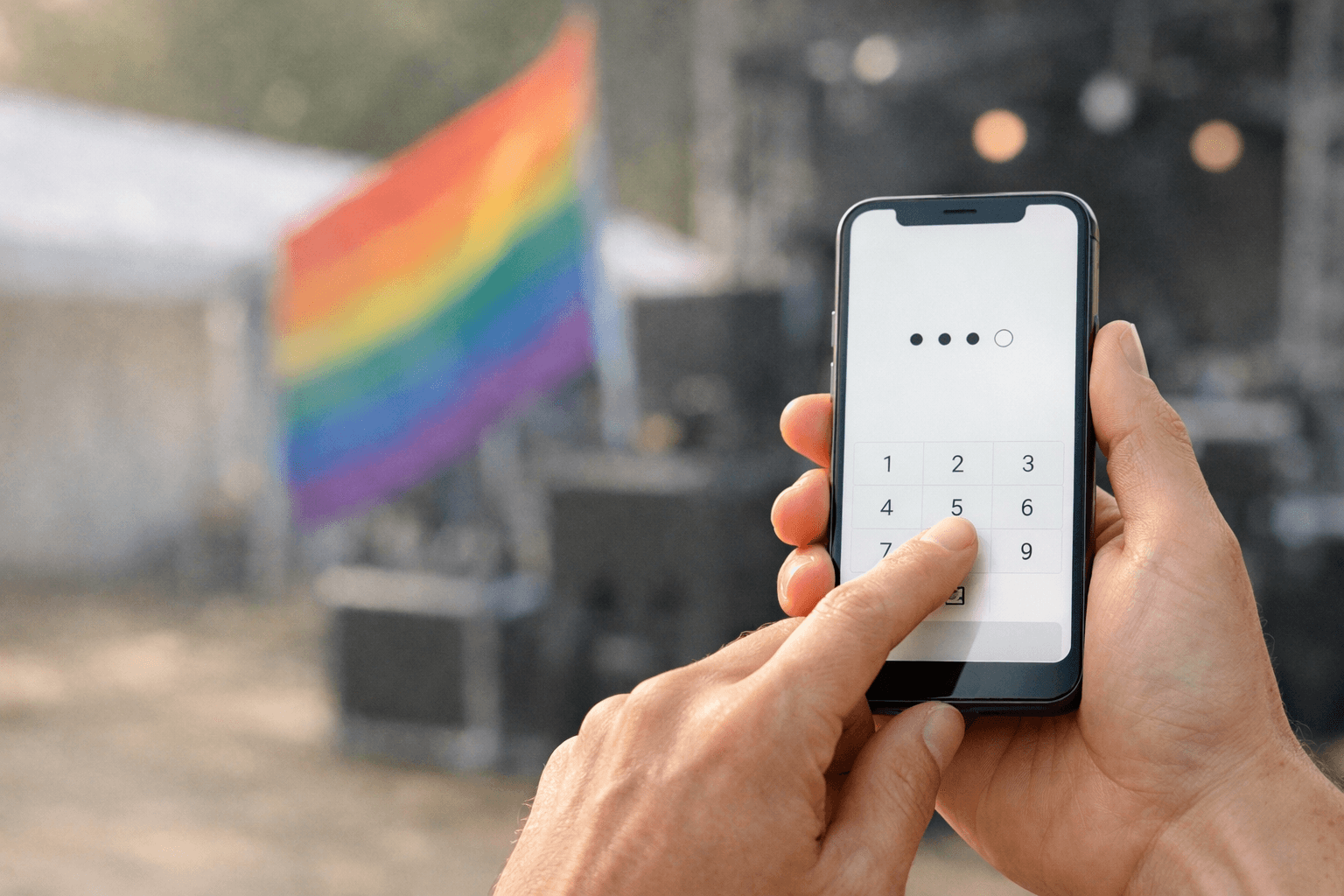 PrideSync code entry on a mobile phone