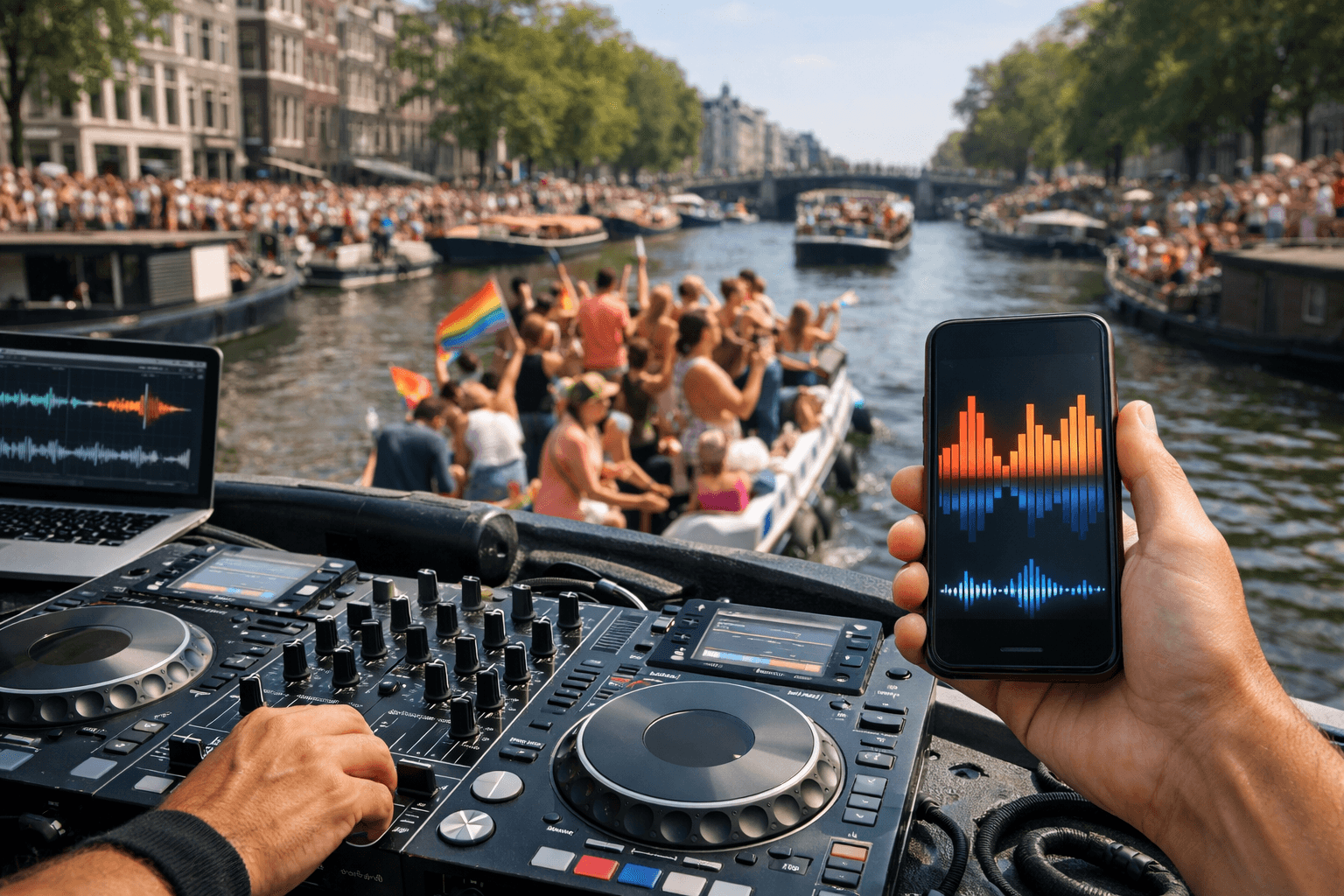 Boat DJ music becoming part of the live Amsterdam Pride parade experience