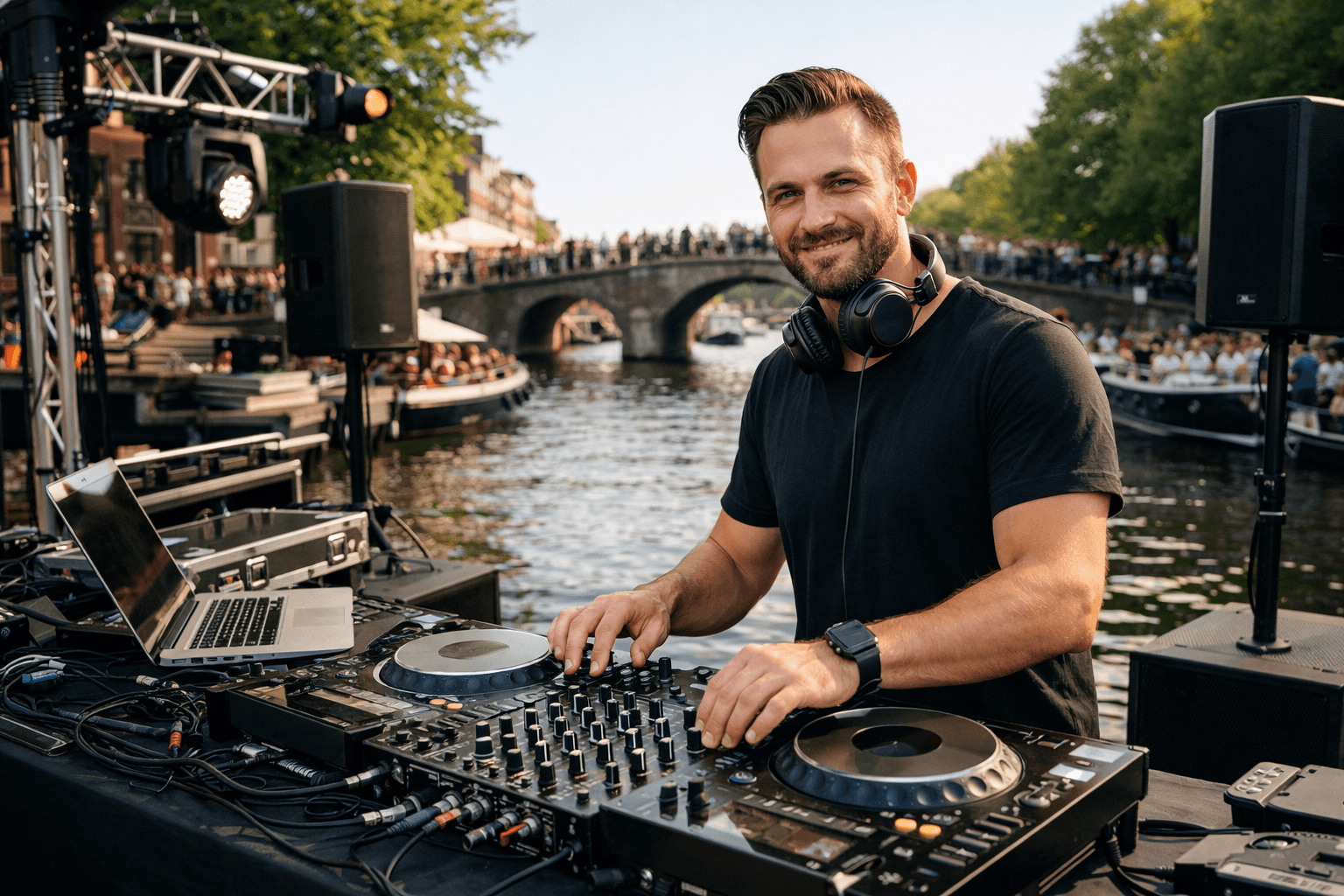 Successful mobile DJ test state before a live canal event