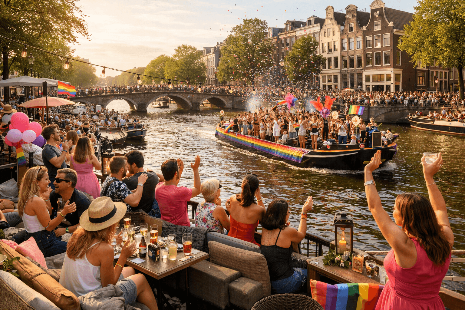 Venue guests hearing a coherent nearby Pride boat soundtrack